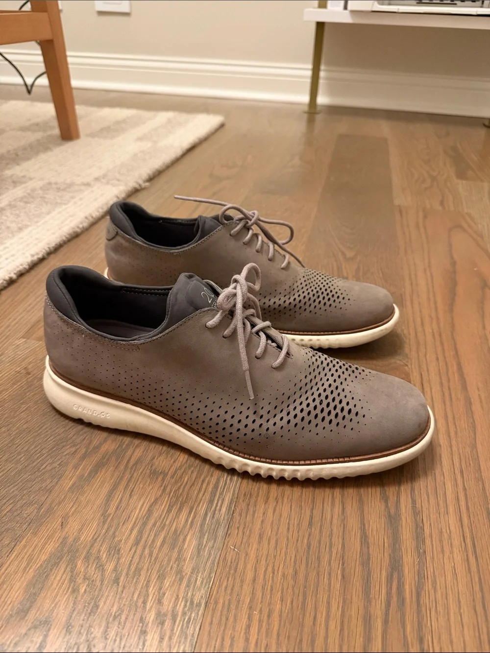 Cole Haan Men's Gray Perforated Lace-Up Zero Grand 2.0